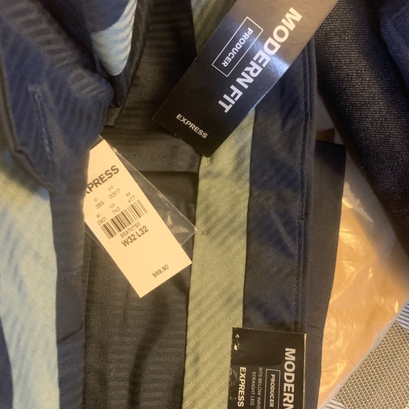 EXPRESS MENS BLUE PRODUCER DRESS PANTS 32/32 NWT - Picture 2 of 4